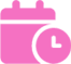 A pink clock is shown on the screen.