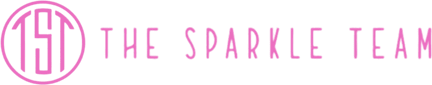 A pink and green banner with the word " spark ".